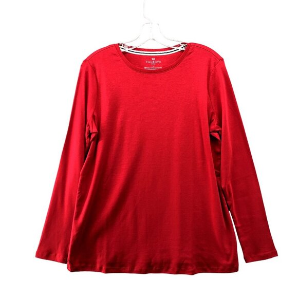 NWT Talbots Pima Cotton Long Sleeve Shirt Womens Plus Size X Red Crewneck - Picture 1 of 8